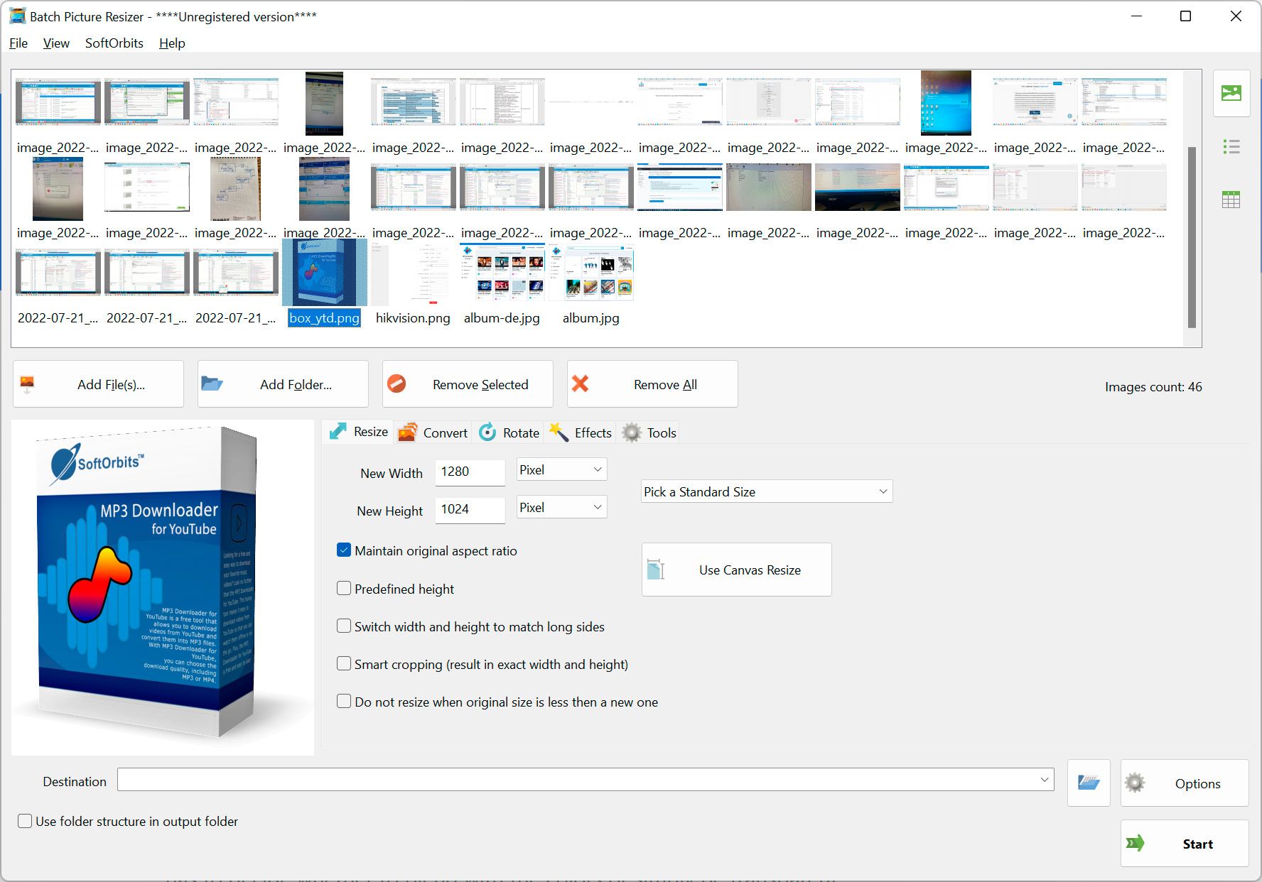 Batch Picture Resizer Screenshot.