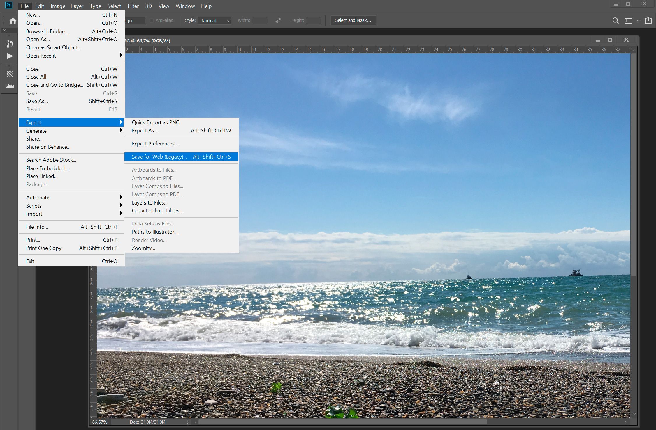 Quickly convert PNG files into JPG in Photoshop..
