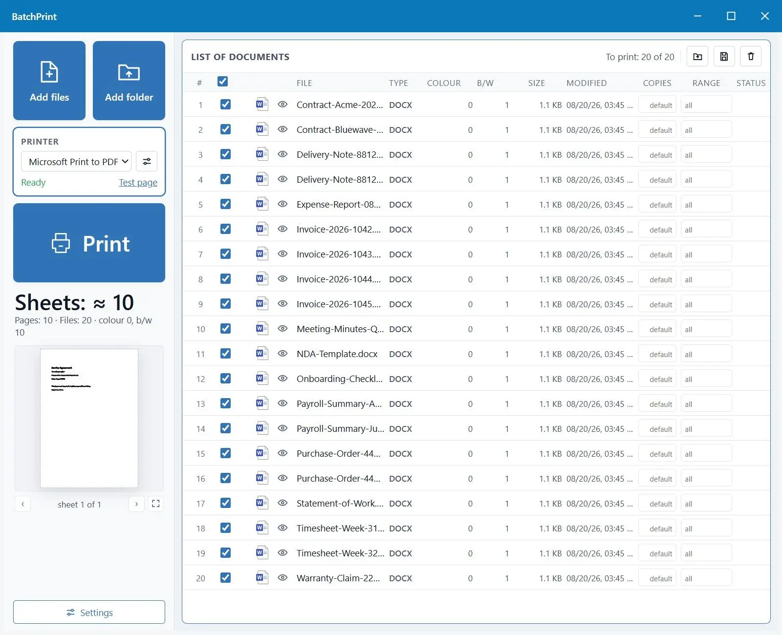 BatchPrint Screenshot.