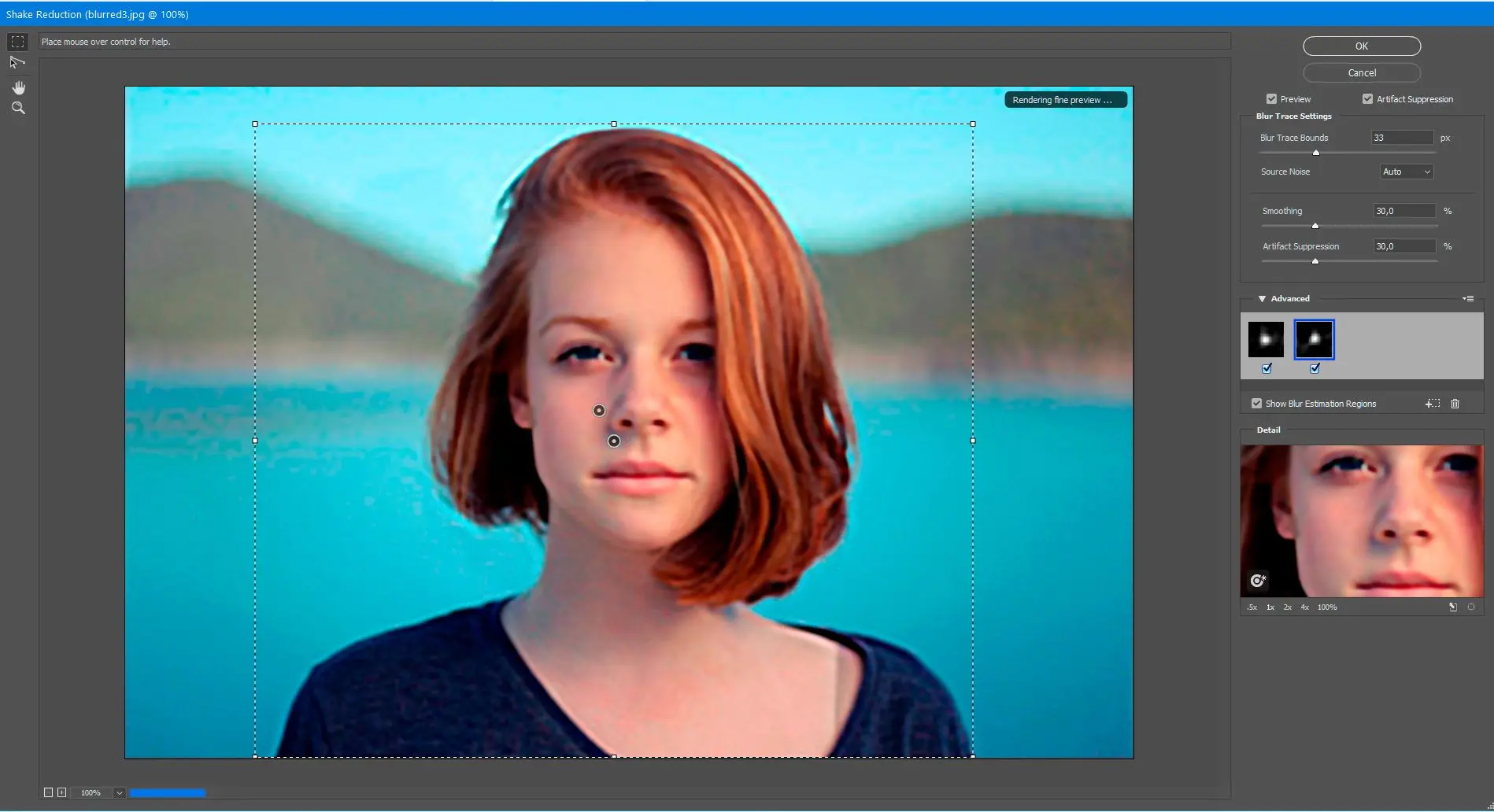 Select Advanced options in Photoshop..