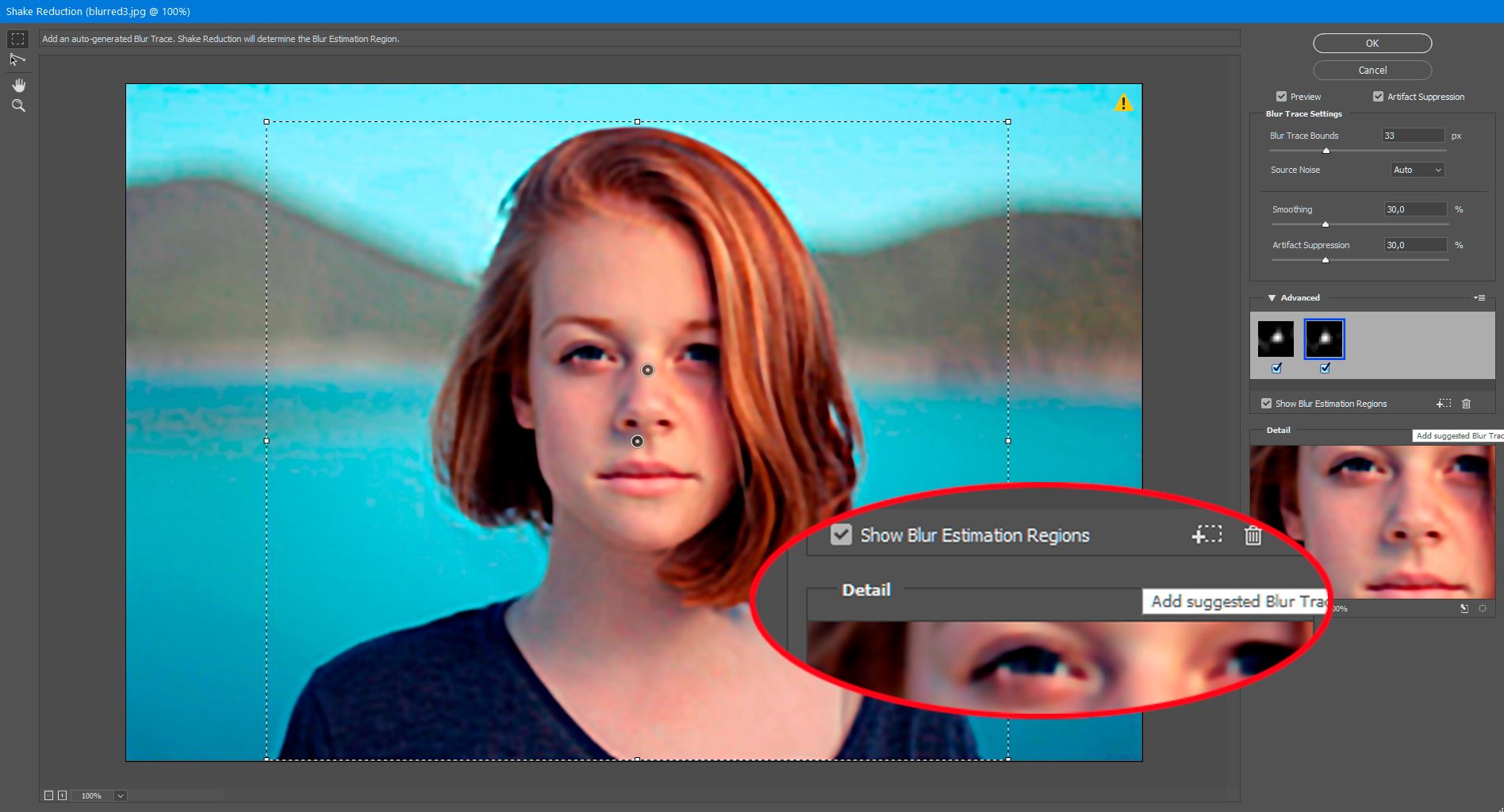Add Suggested Blur Trace Tool in Photoshop..