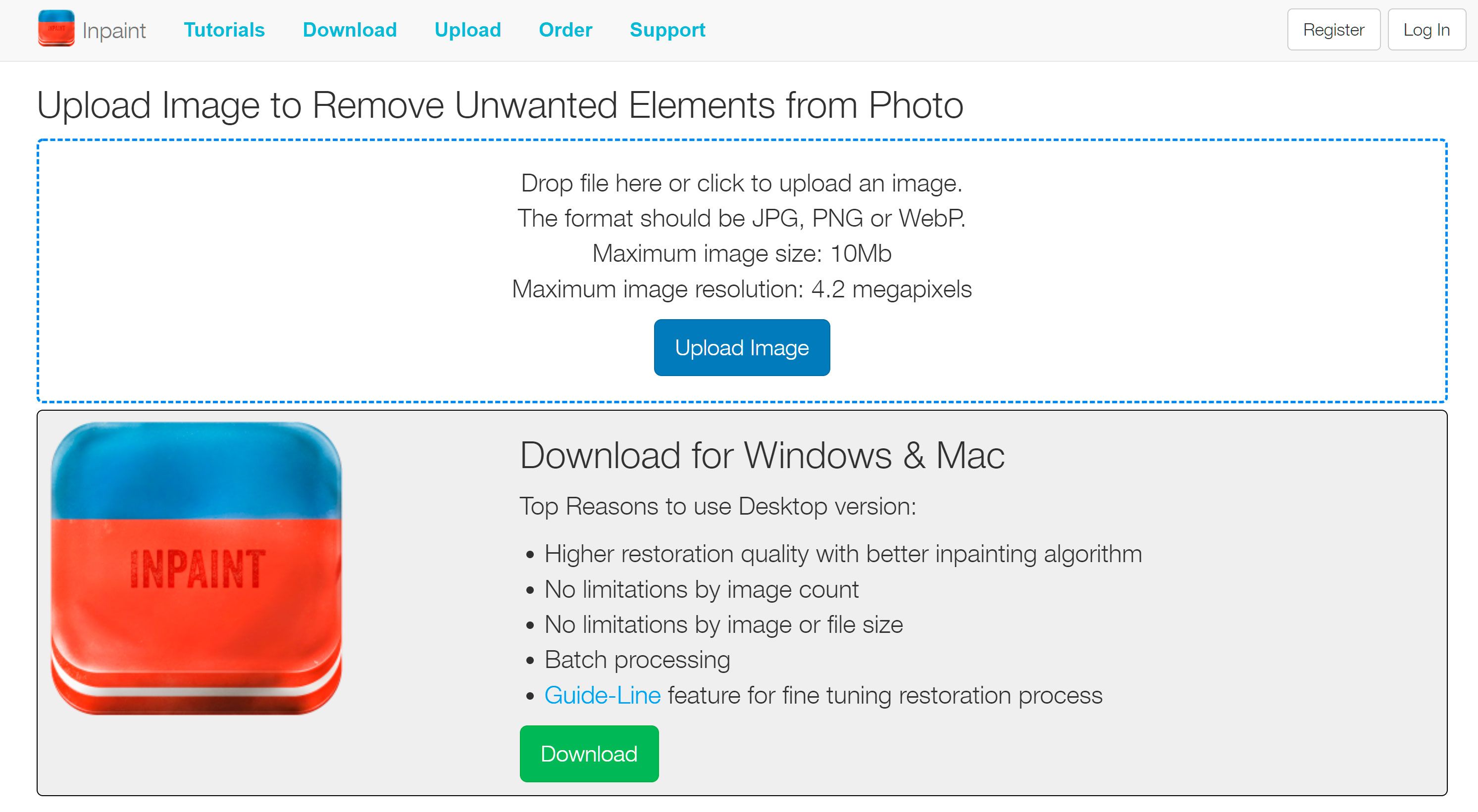 Online Removers for deleting Depositphotos Watermark using Inpaint..