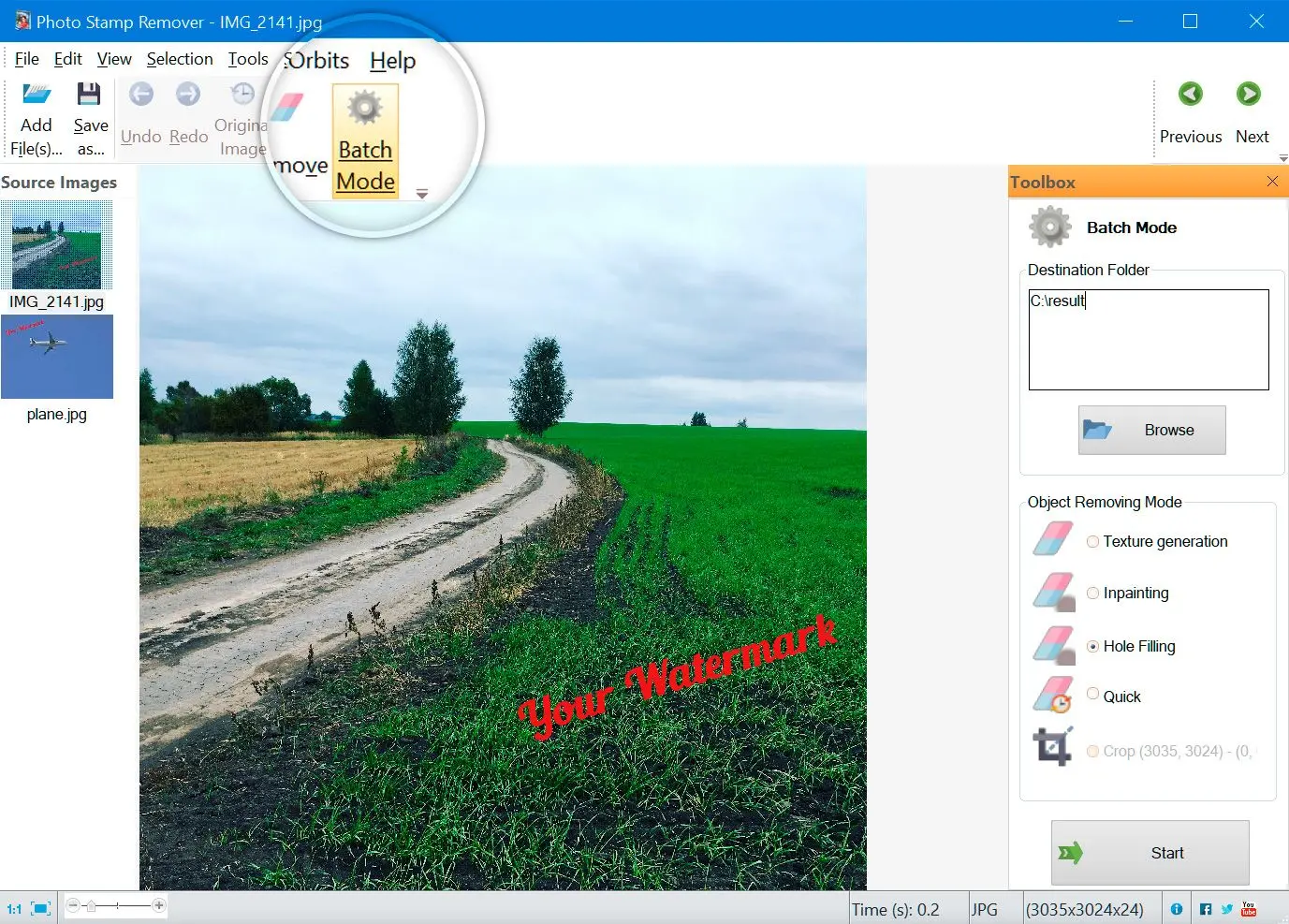 Remove getty images watermark in a batch..