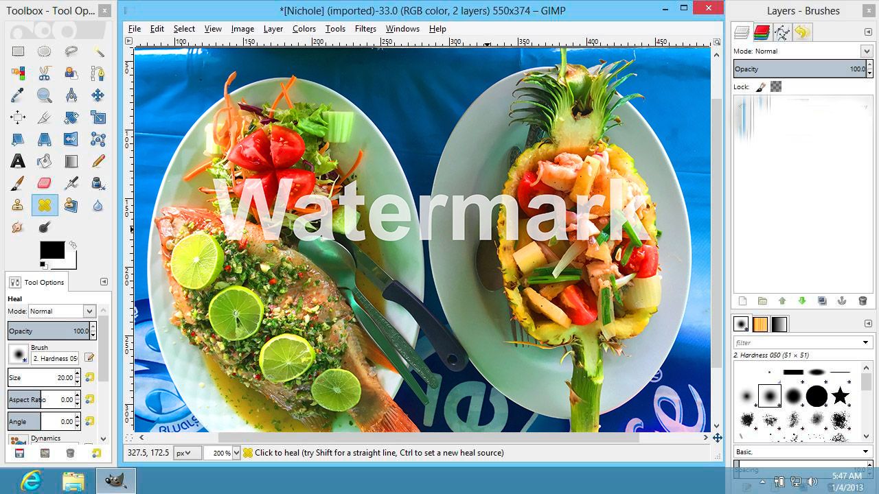 Remove watermark in GIMP..