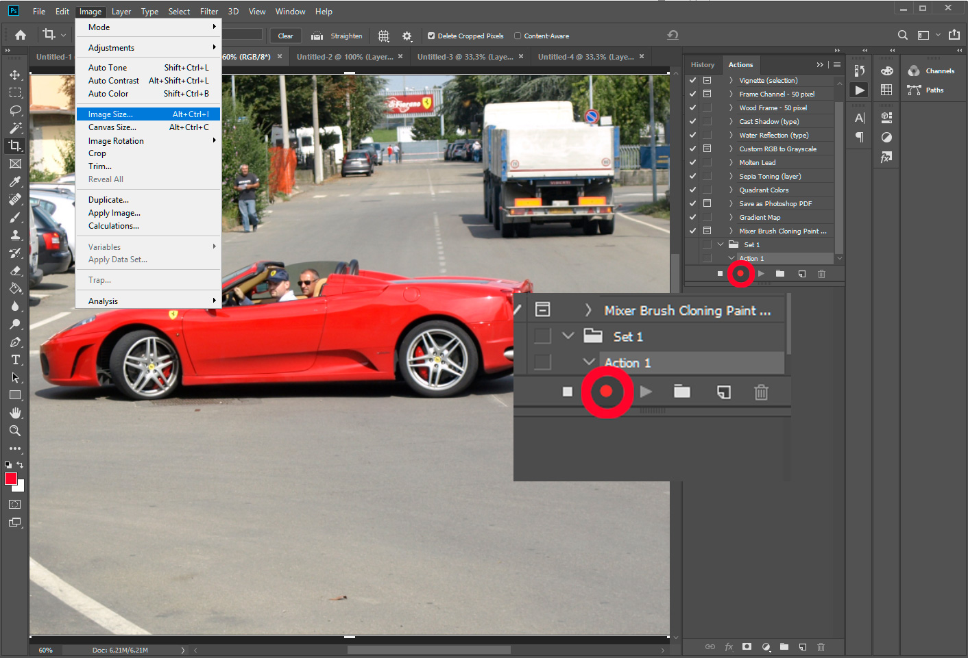 Photoshop - Record action for resizing multiple photos.