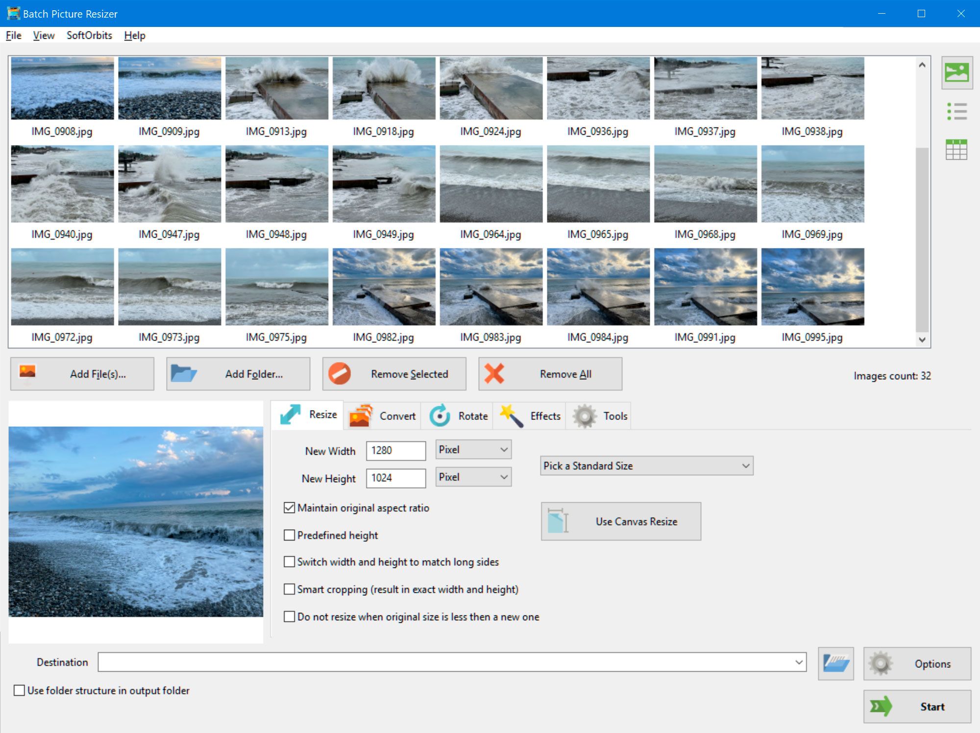 Batch Picture Resizer Screenshot.