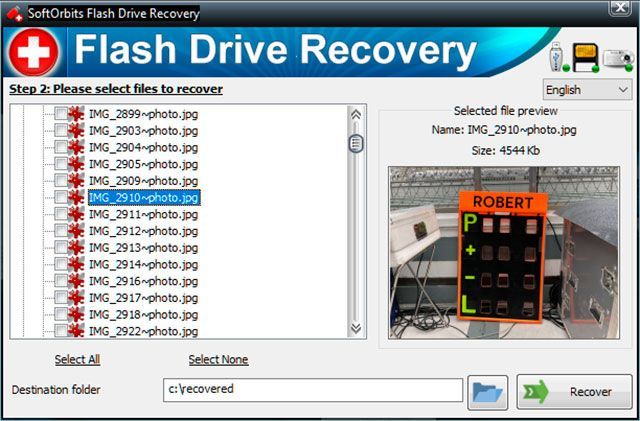 Chose files to recover from SanDisk drive..