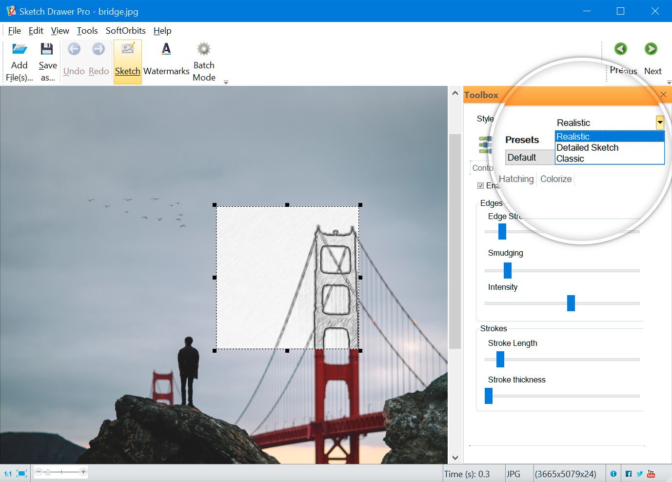 Glitch Effect Generator select the sketch effect type..