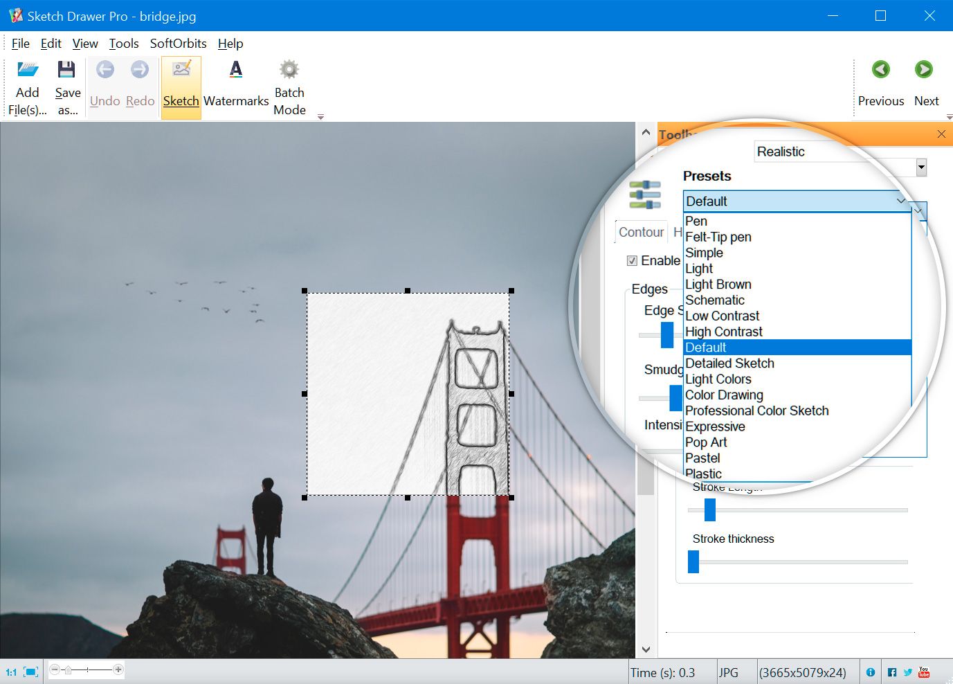 Sketcher software select sketch effect..