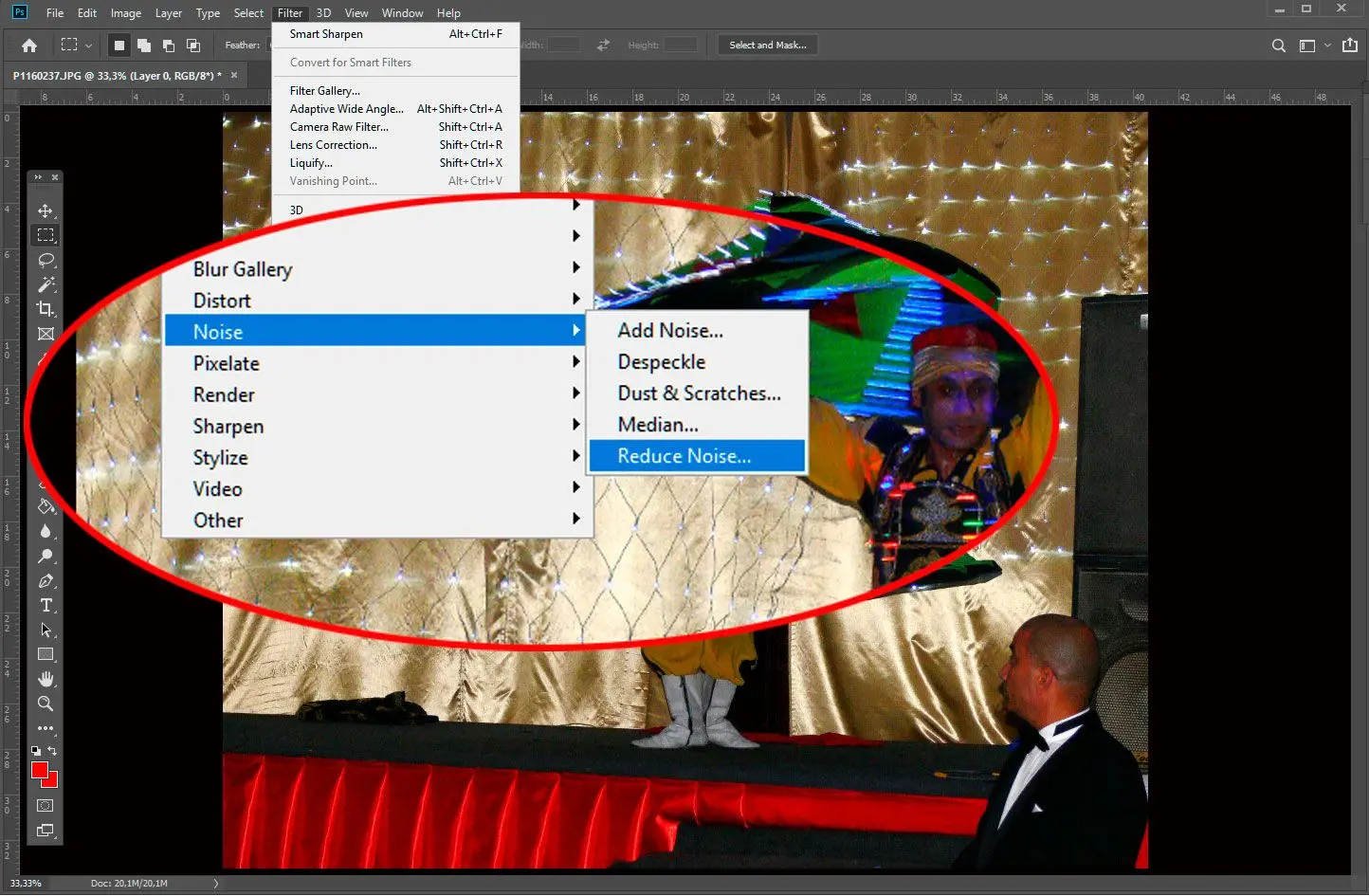 Reduce Noise in Photoshop..
