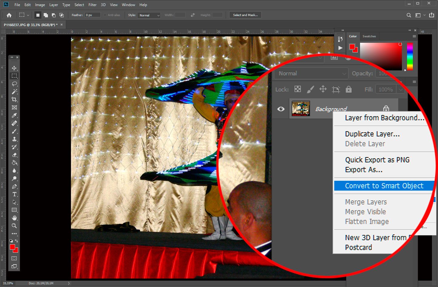 Convert Smart object in Photoshop..