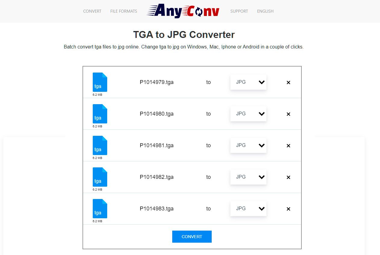 Convert TGA to JPG online free..