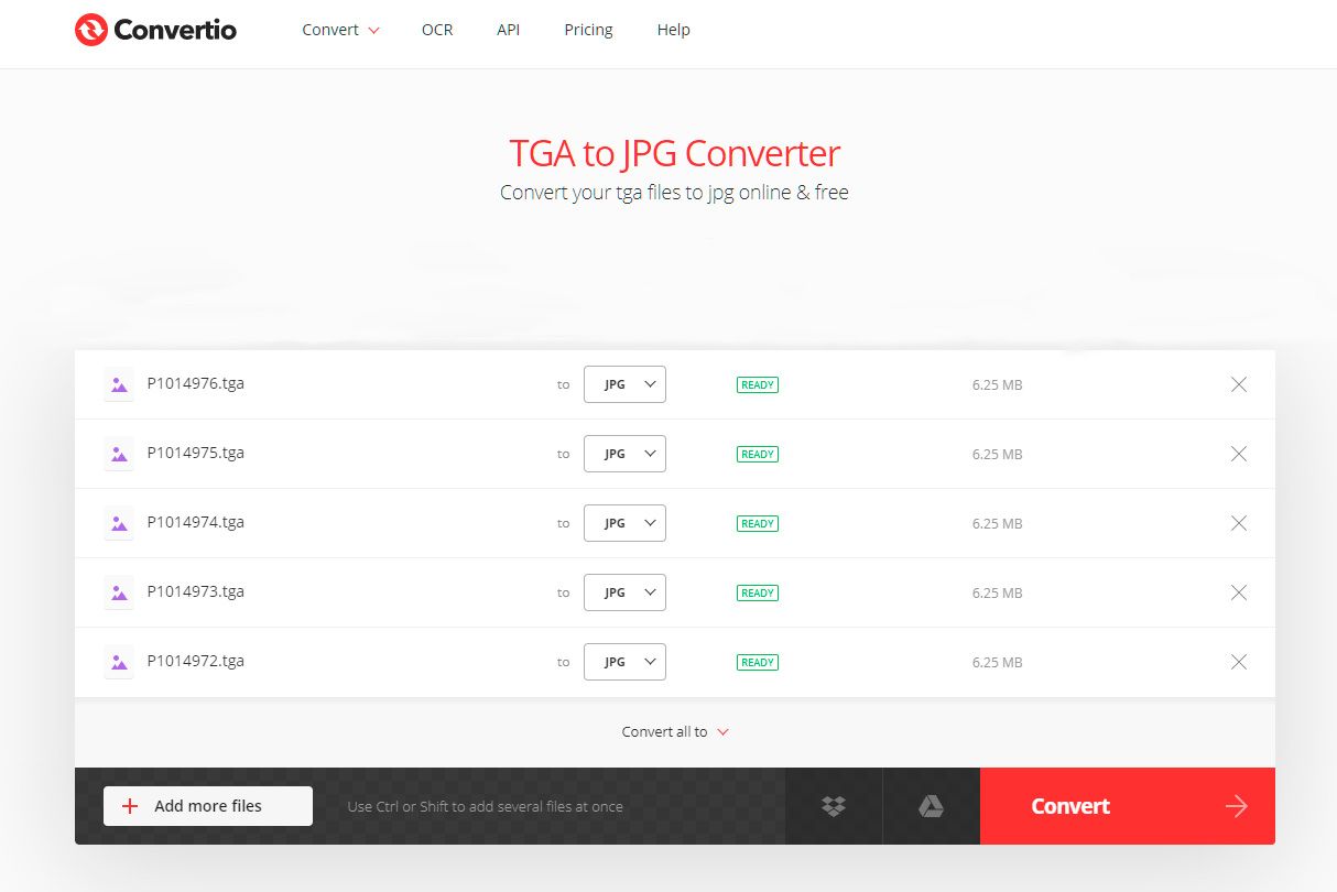 Convert multiple TGA files to JPG free..