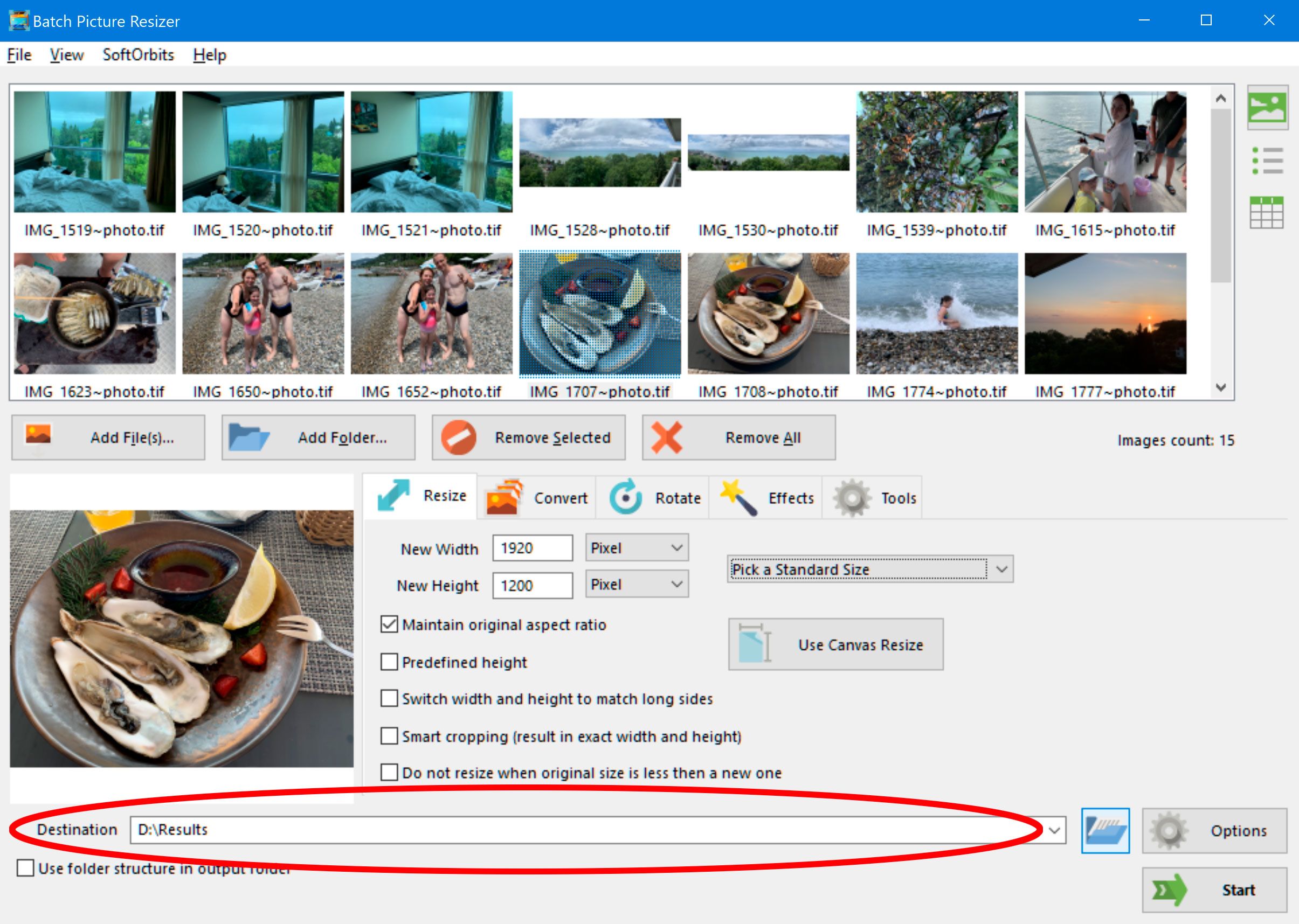 Select destination folder TIFF to PNG Batch Converter..