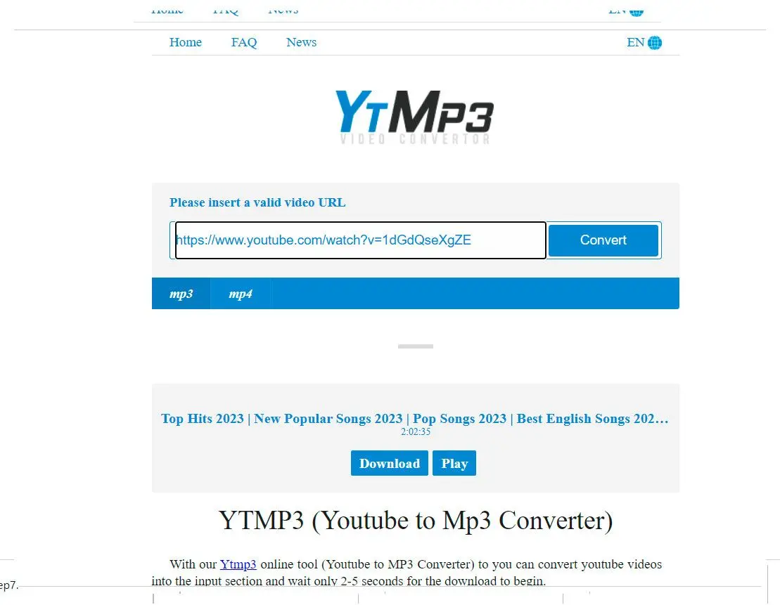 YTMP3 - MP3 Conversion Process to save URL..