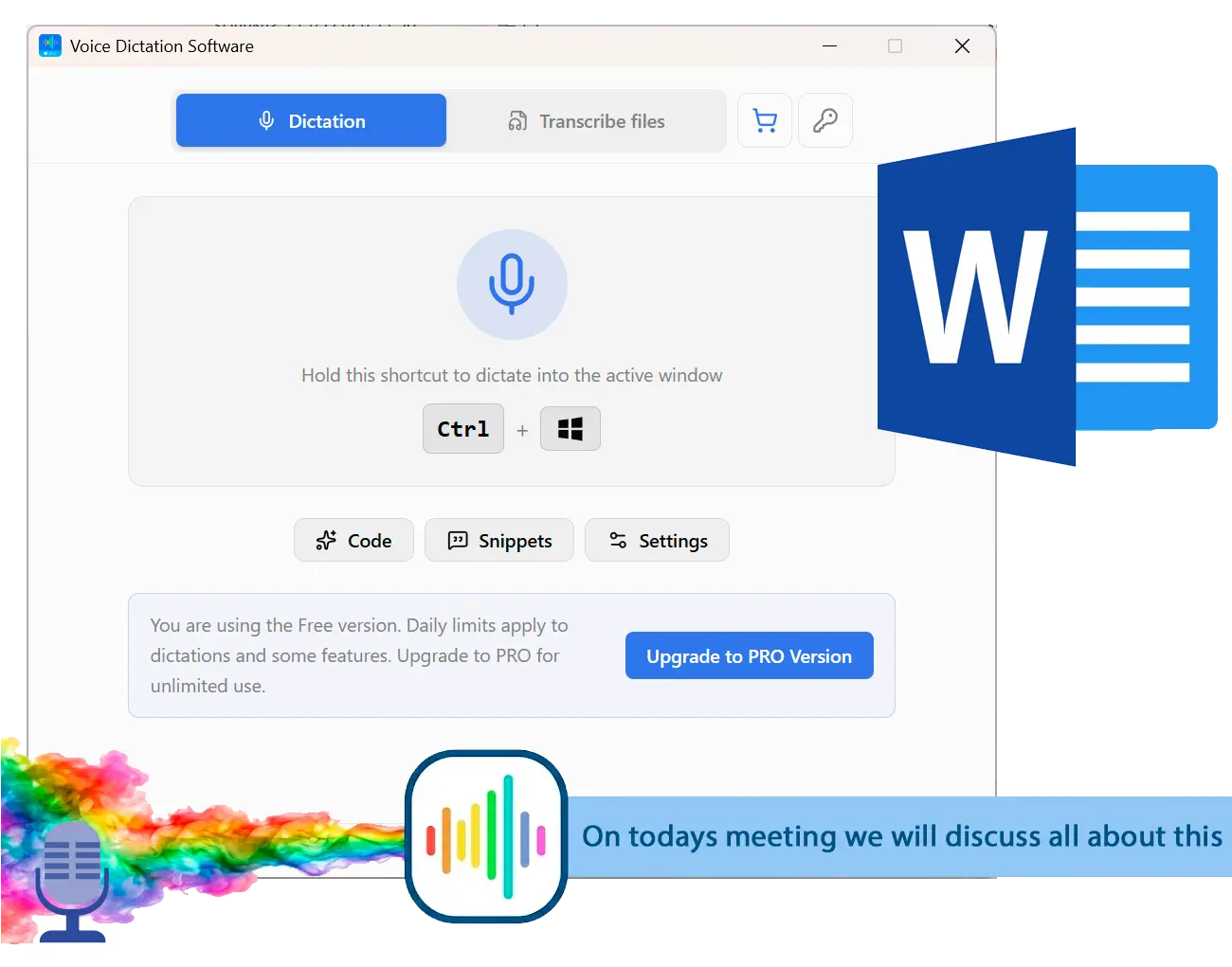 SayOnce - Voice Dictation Software Screenshot.