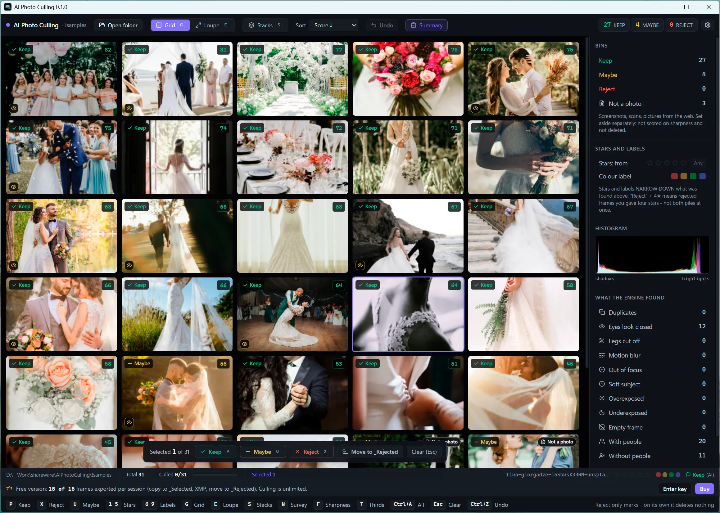 AI Photo Culling Screenshot.