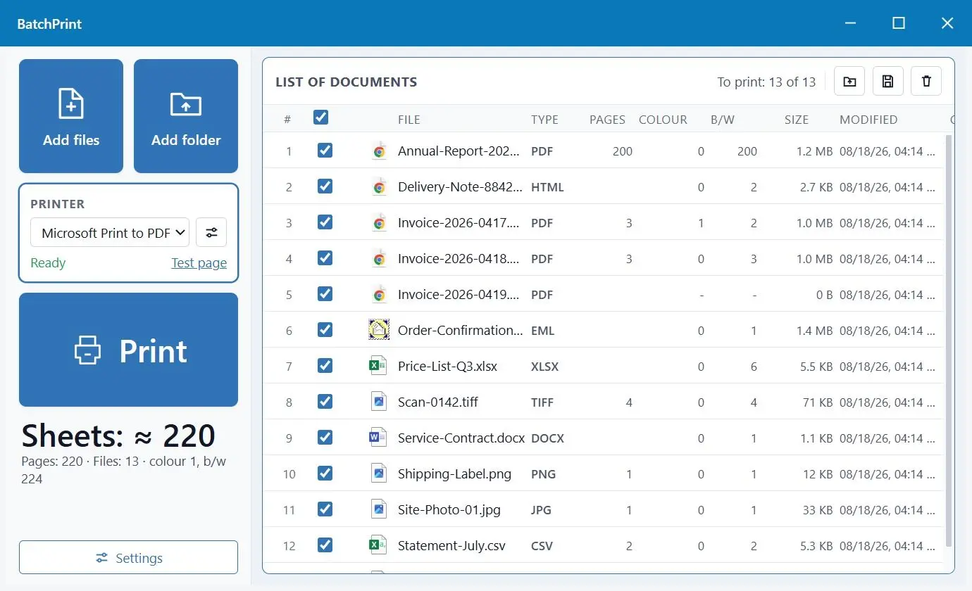 BatchPrint Screenshot.