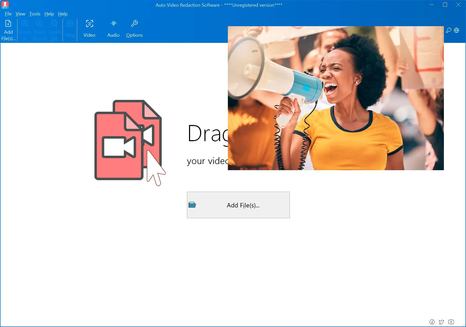 Load video clips to anonymize.