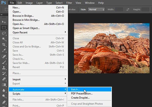 Run batch image resizing in photoshop.