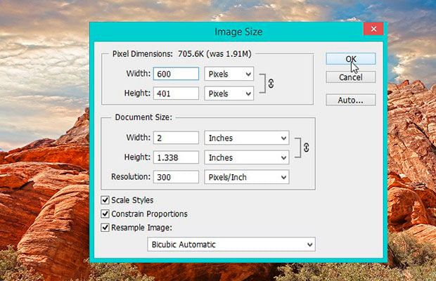 Change image size in photoshop.