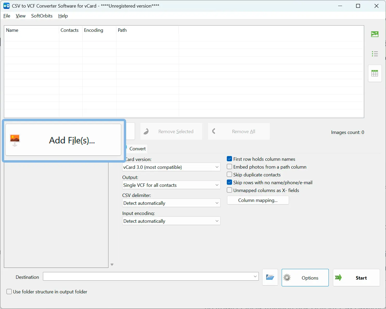 Add your CSV files.