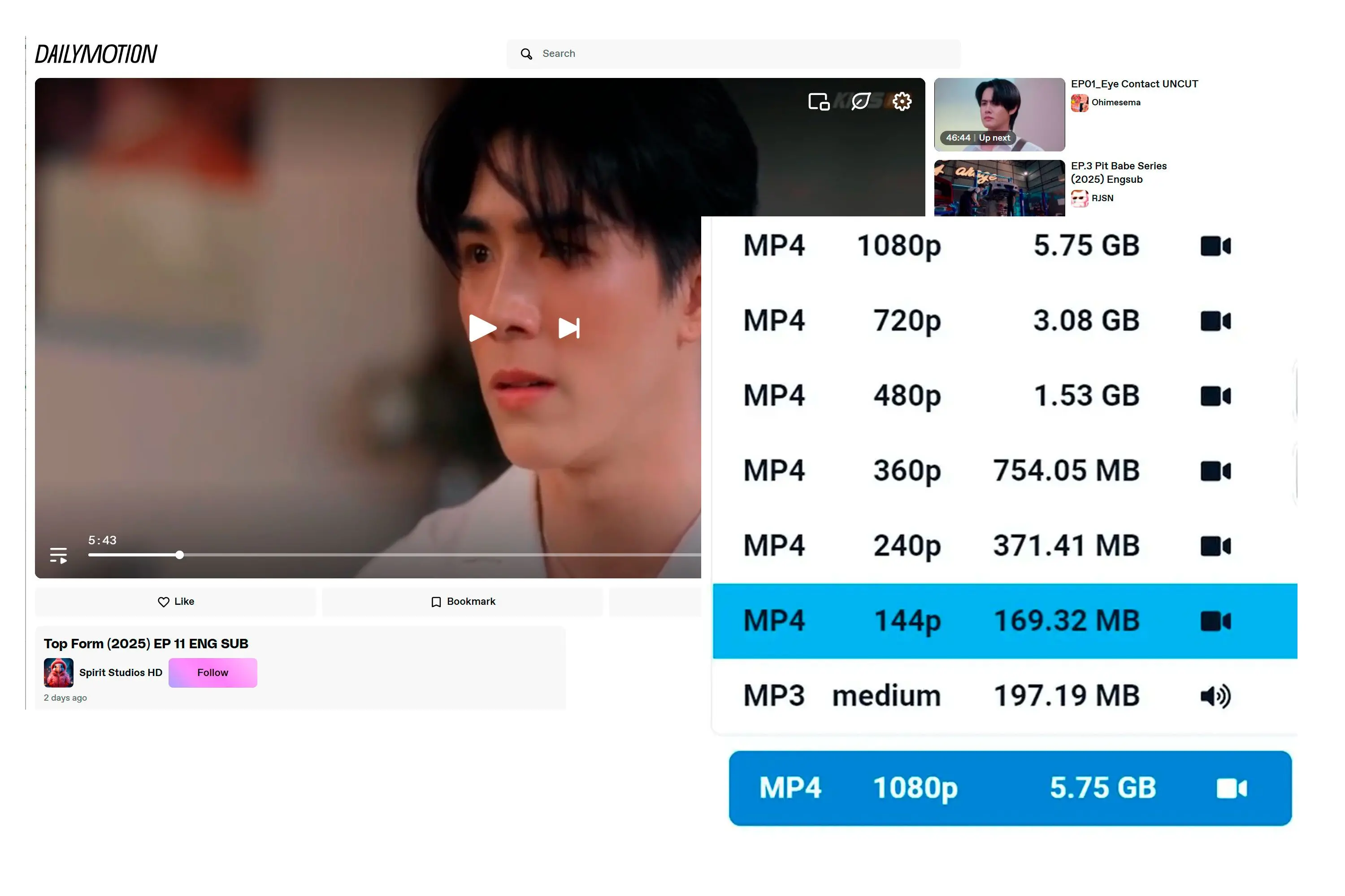 Choose the Video or Audio Format.
