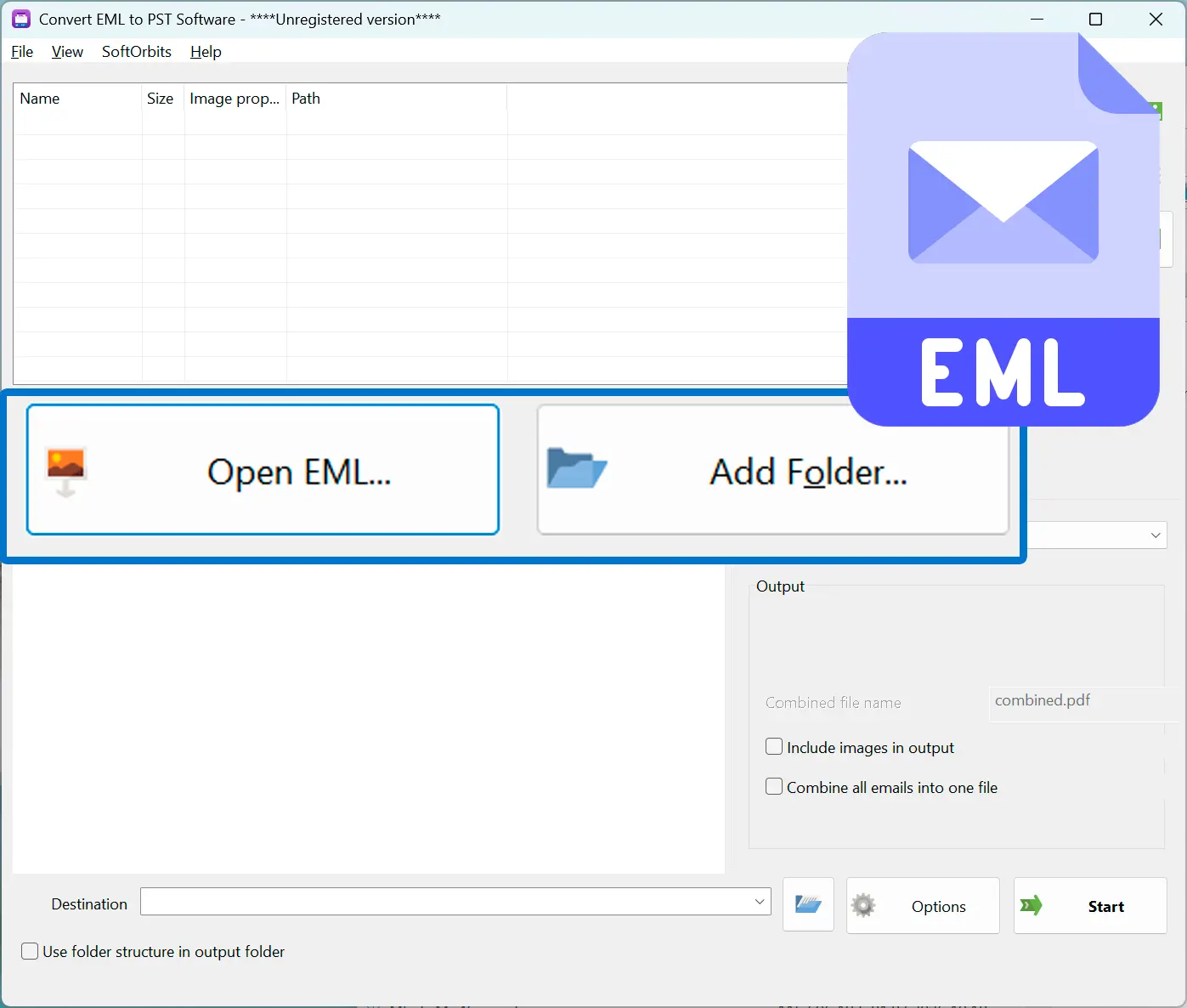 Add your EML files.