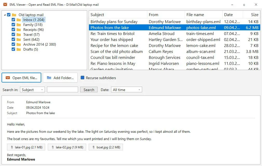 EML Viewer - Open and Read EML Files Screenshot.