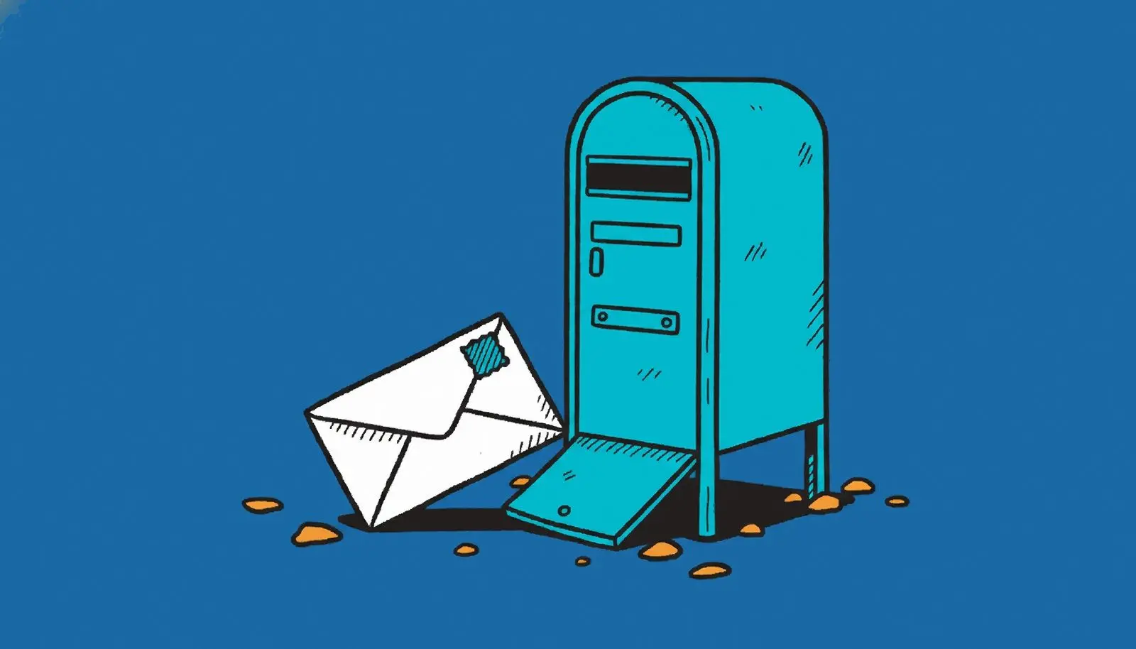 Envelope dropping out of a mailbox.