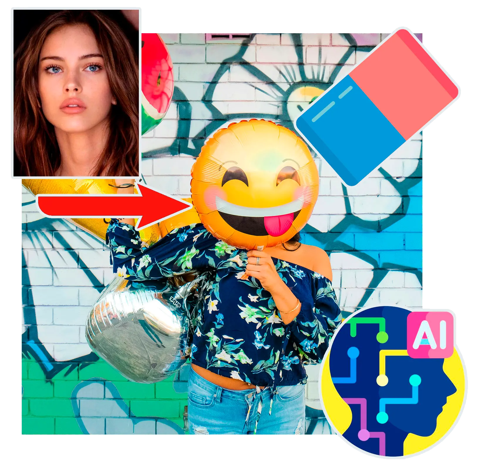 AI Girl Face Emoji Remover.