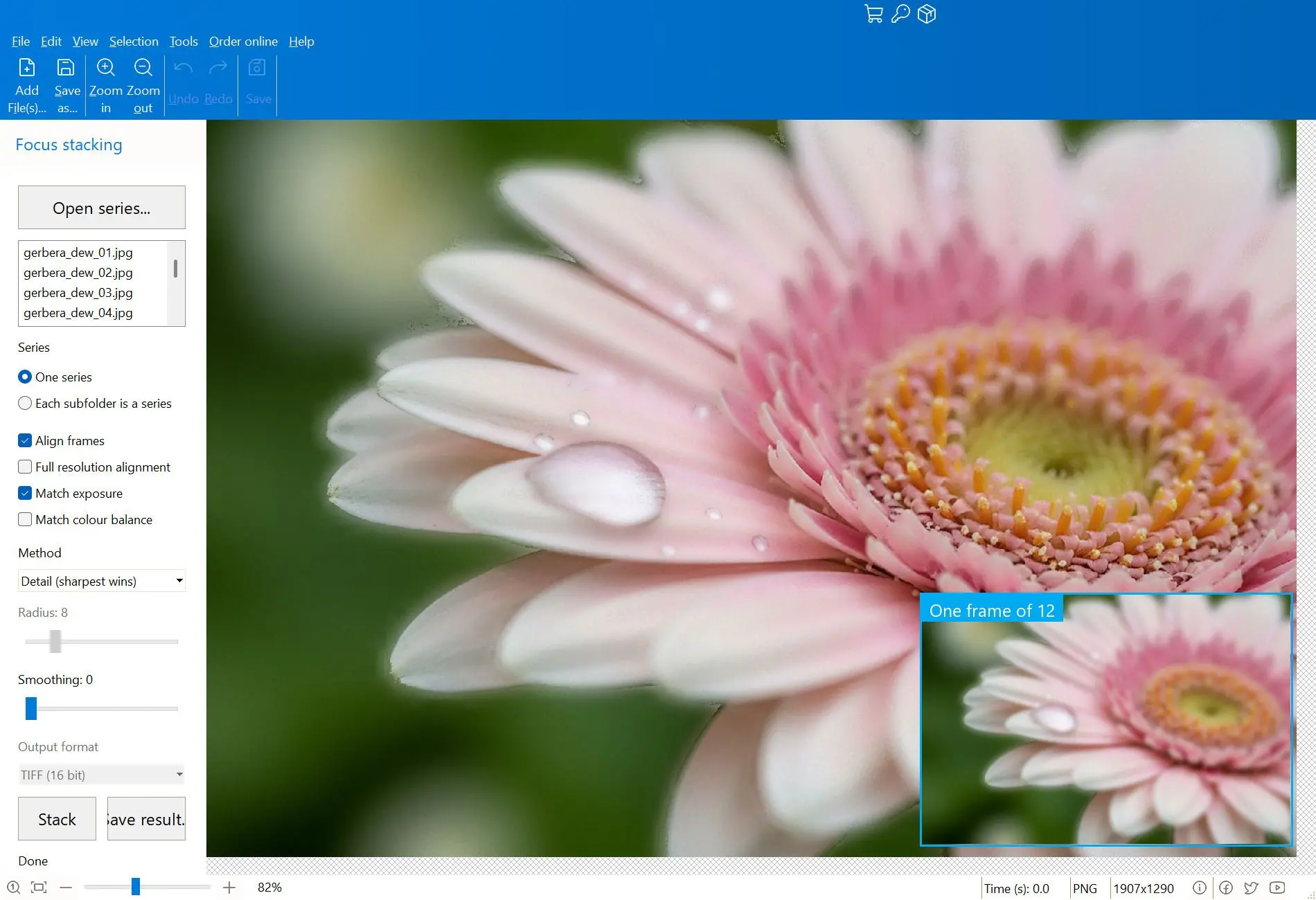 Focus Stacking Software Screenshot.