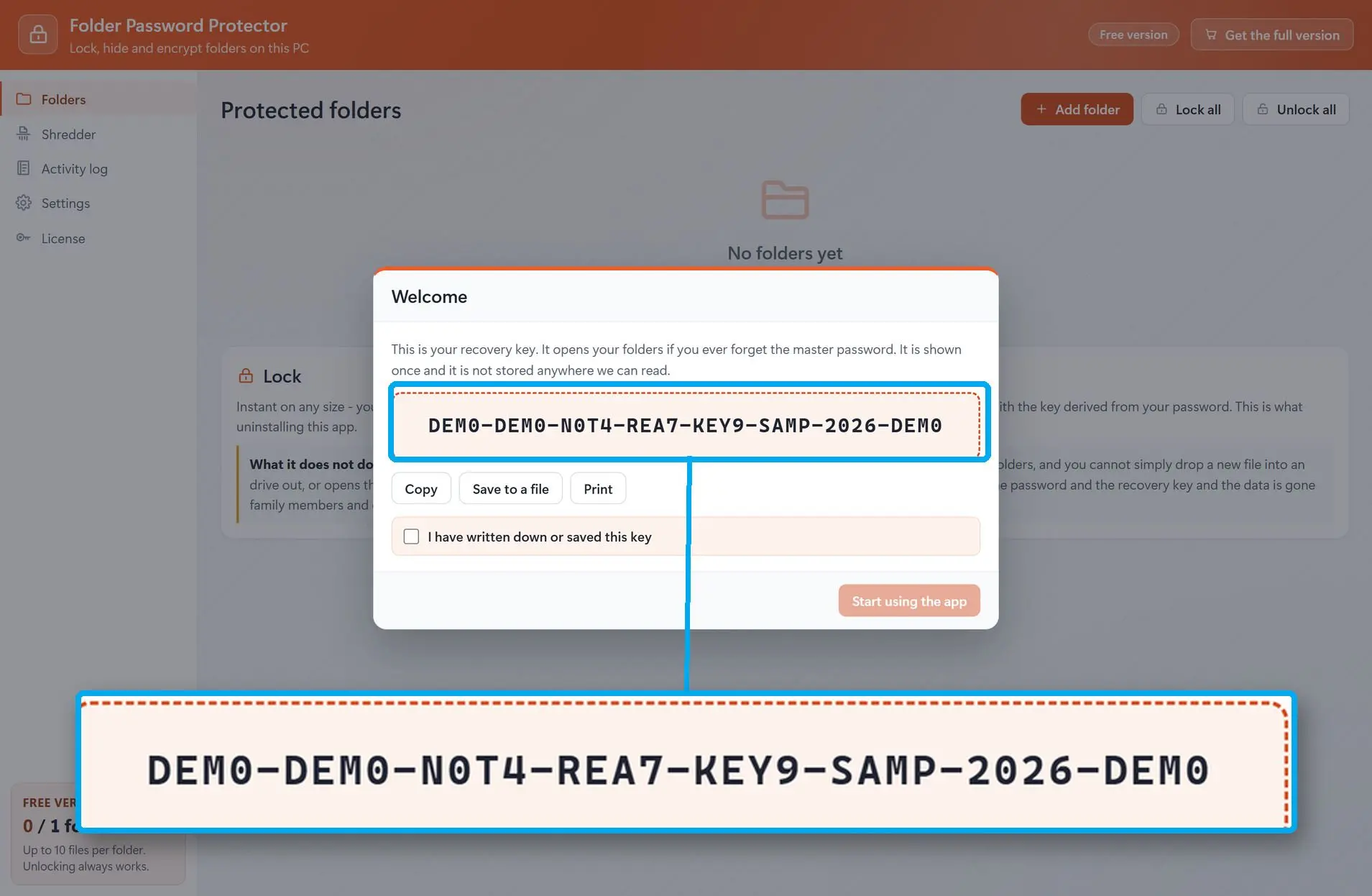 Set the master password.