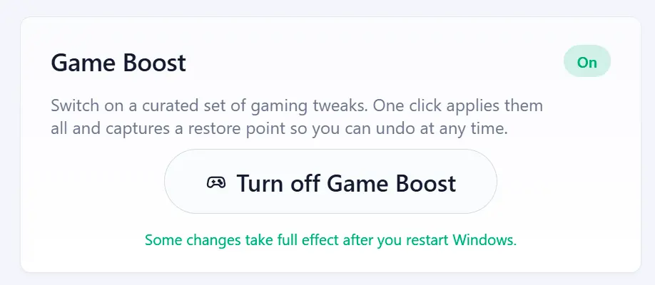 Turn it back off when you are done.