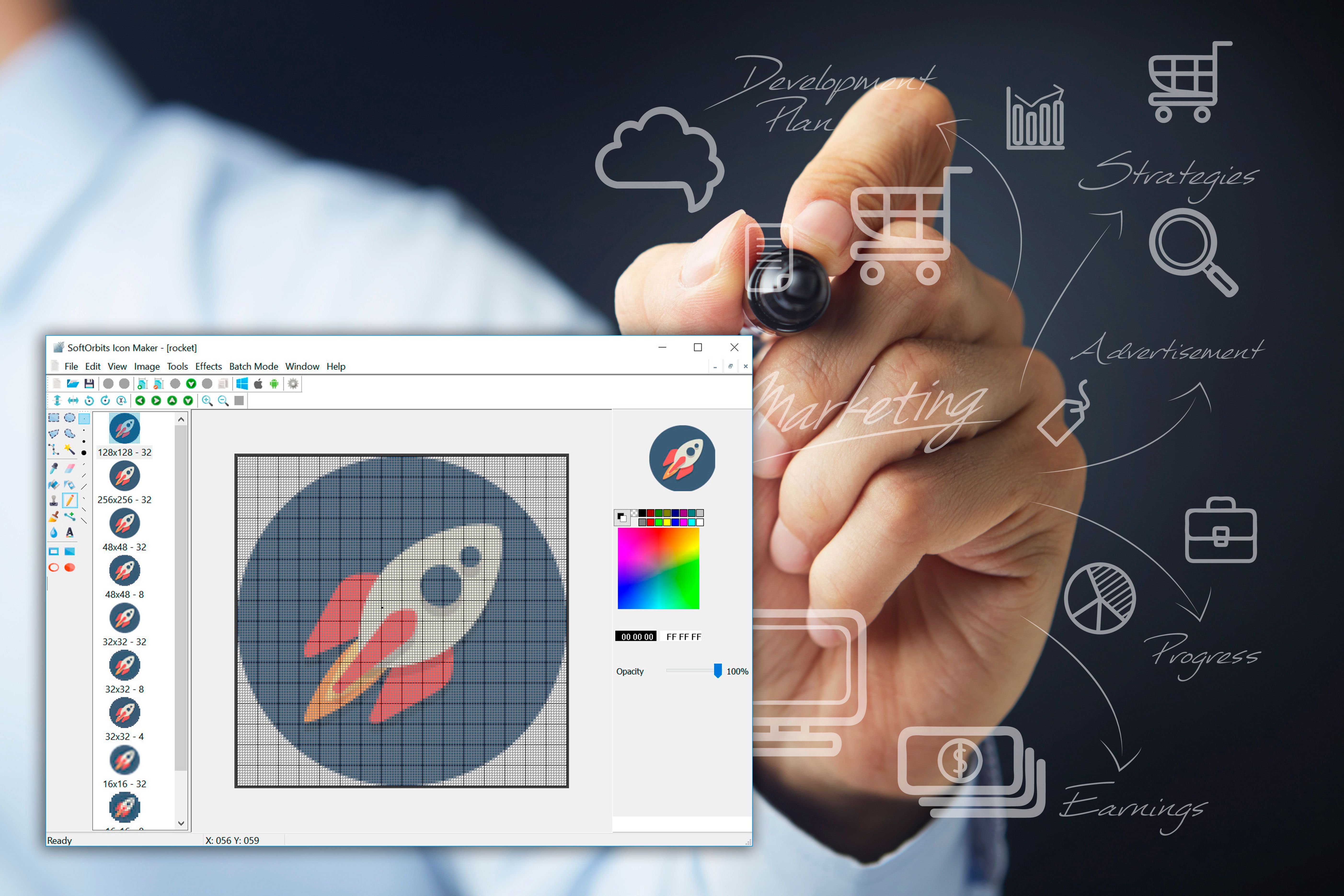 Icon editing software.