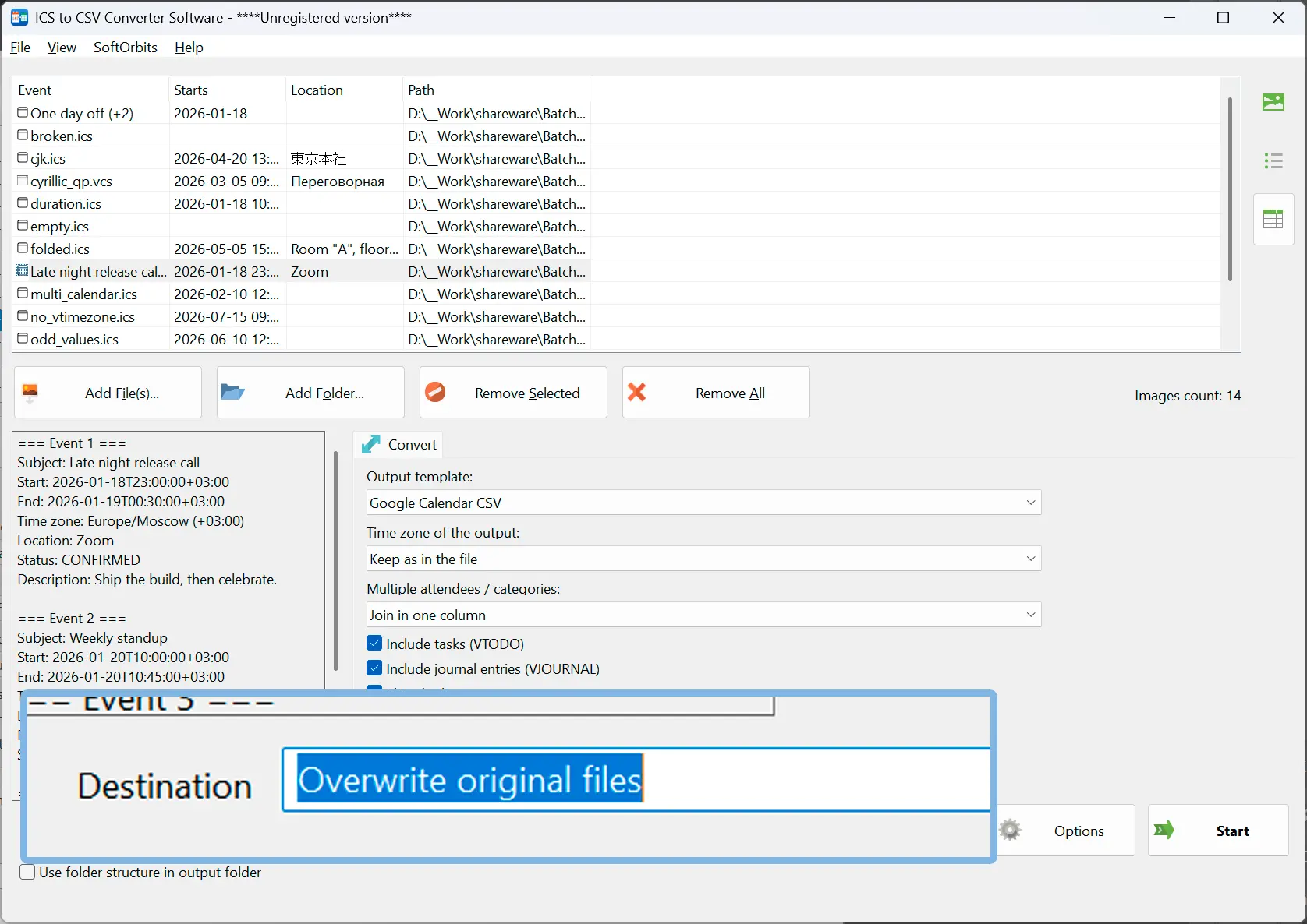 Pick the output template.