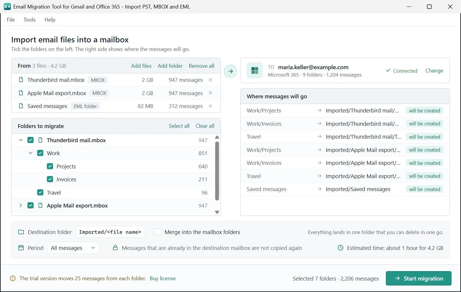 Email Migration Tool for Gmail and Office 365 - Import PST, MBOX and EML Screenshot.