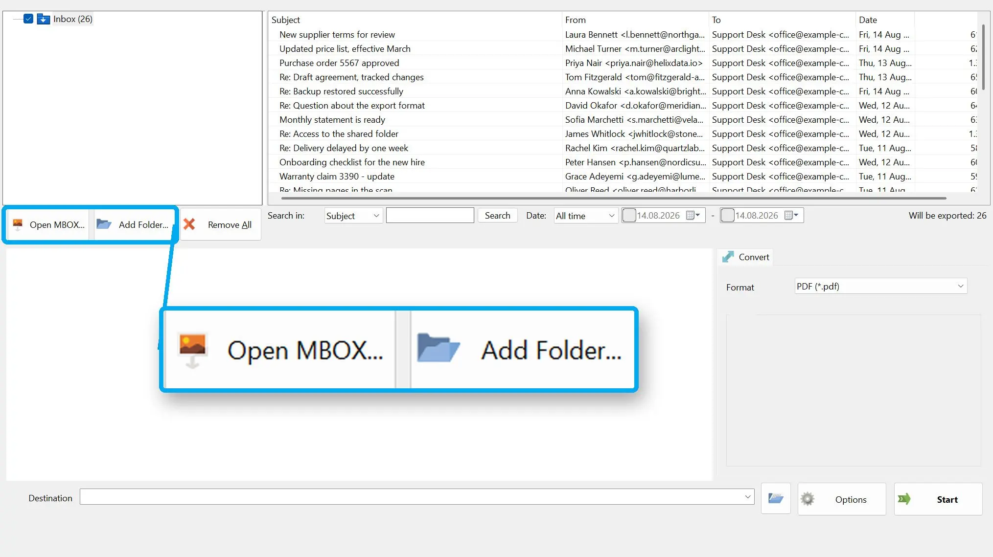 Add a file or a whole folder.