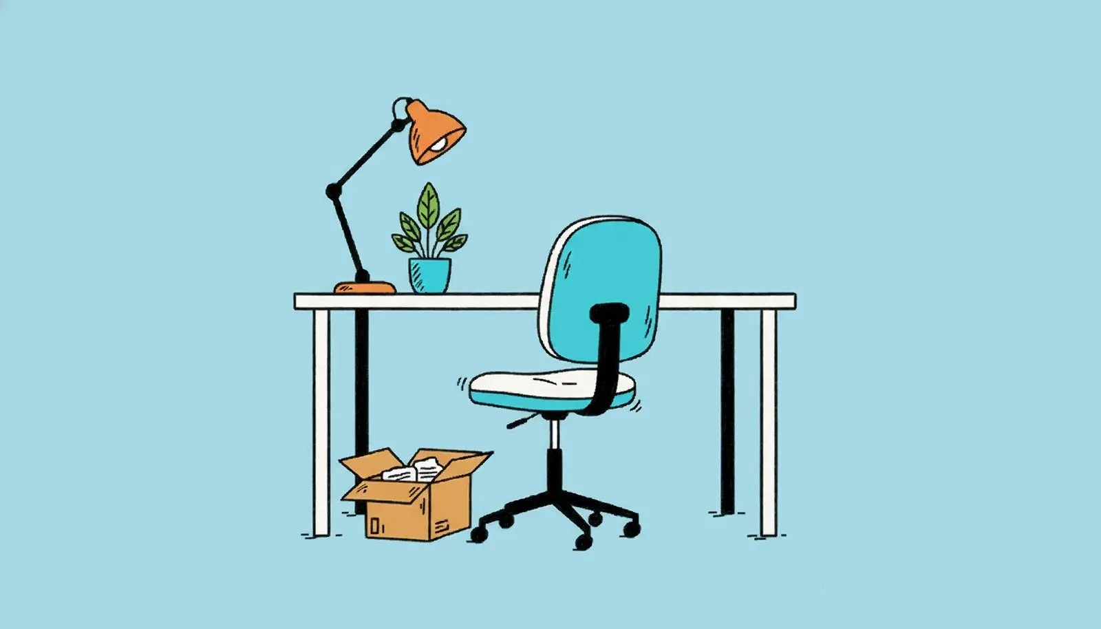 Empty desk of a colleague who left the office.