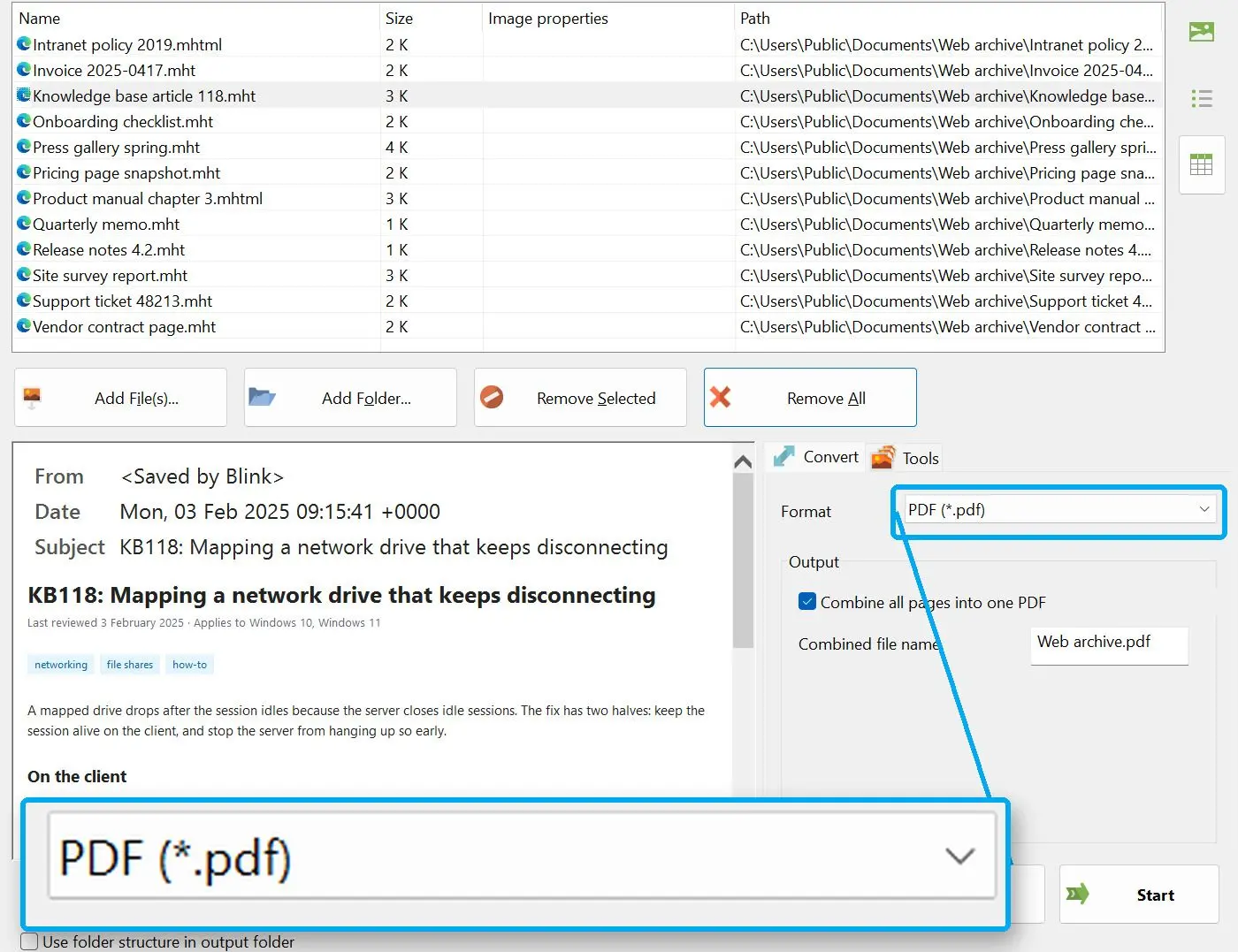 Pick the output format.