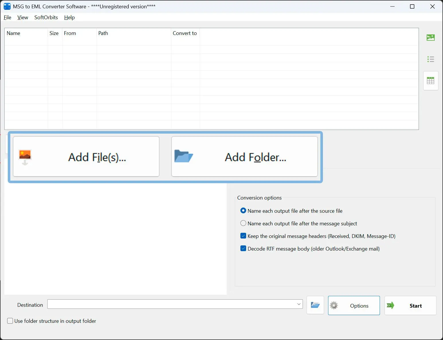 Load your .MSG and .EML files.