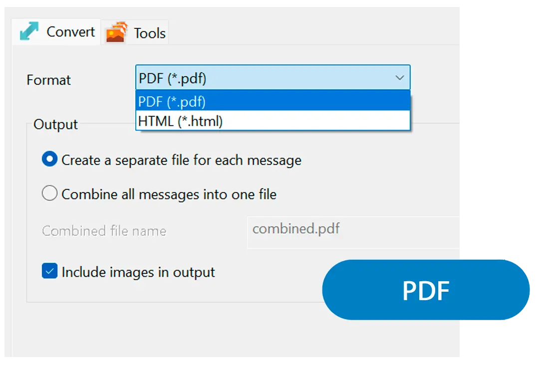 Choose PDF or HTML and how to group it.