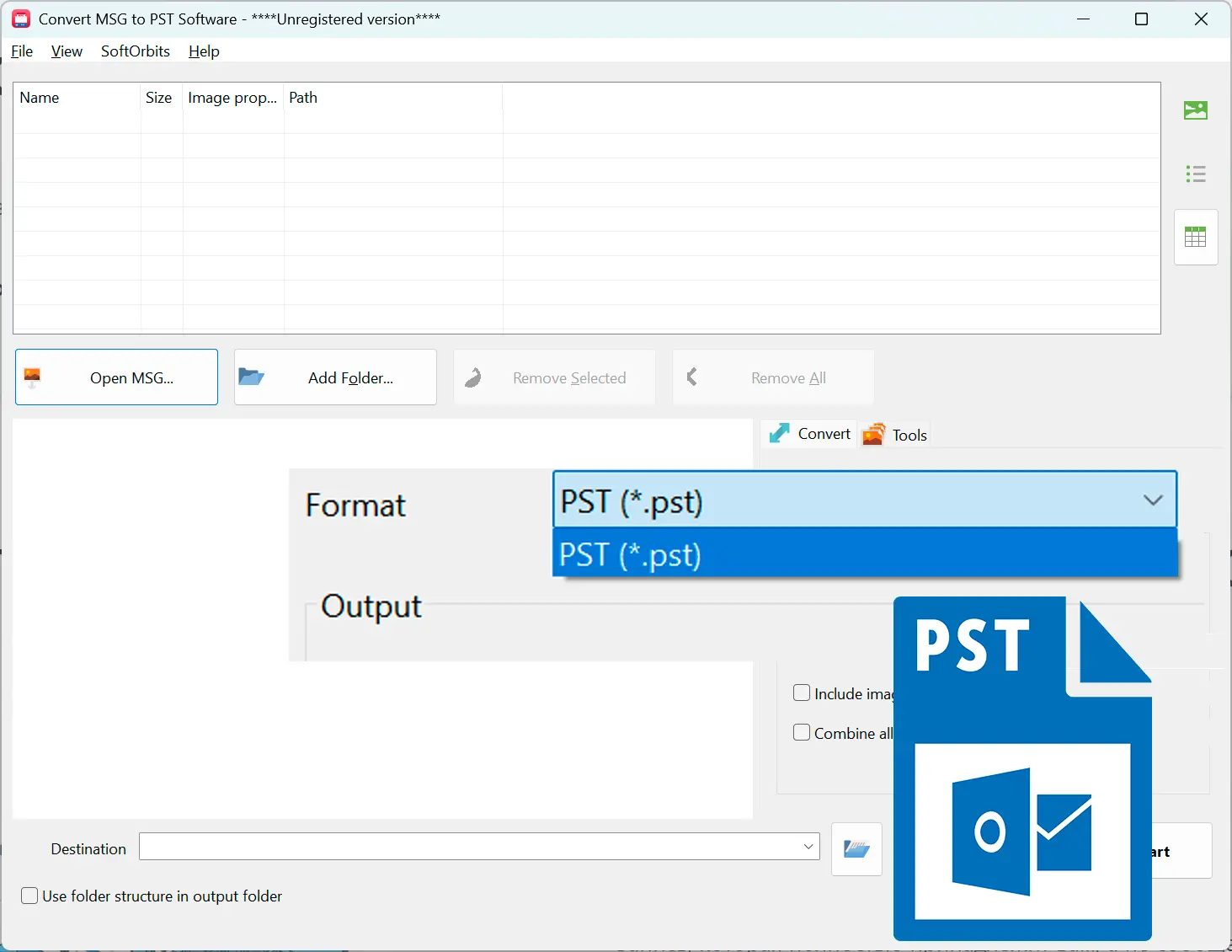 Choose PST output.