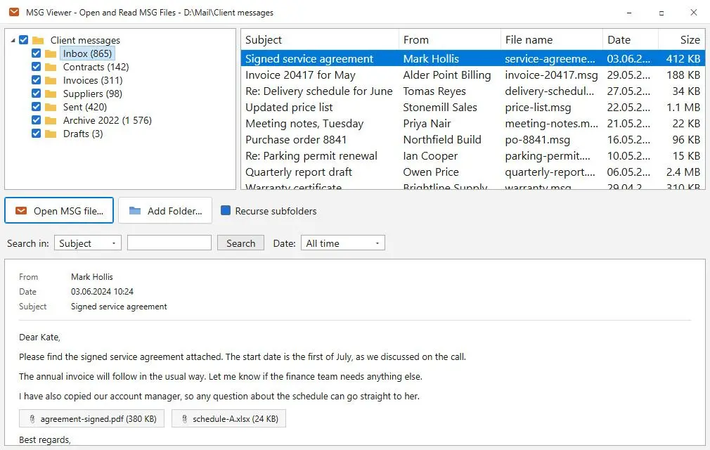 MSG Viewer - Open and Read MSG Files Screenshot.
