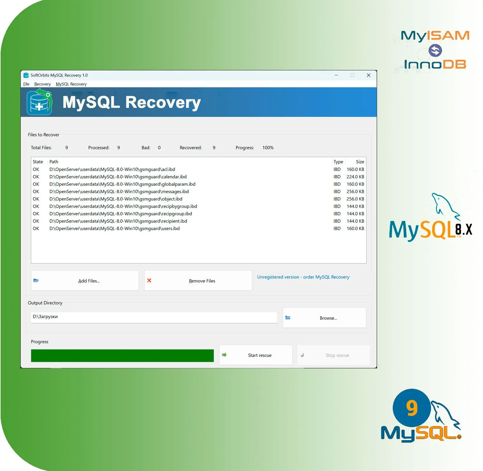 Reliable Smart Data Recovery for any type of MySQL Database..