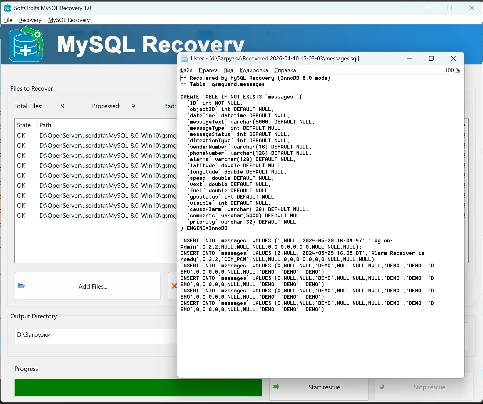 Review the result & import it.
