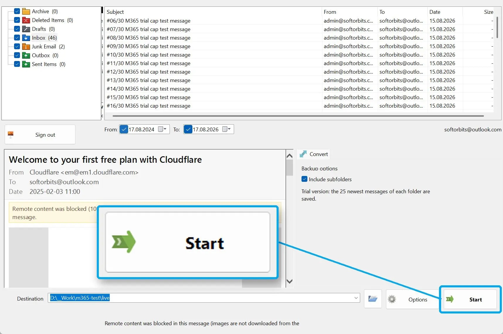 Get your PST file.