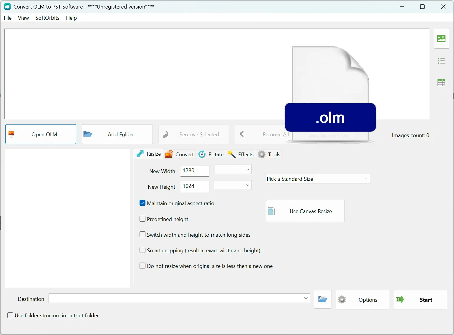 Add your OLM file.