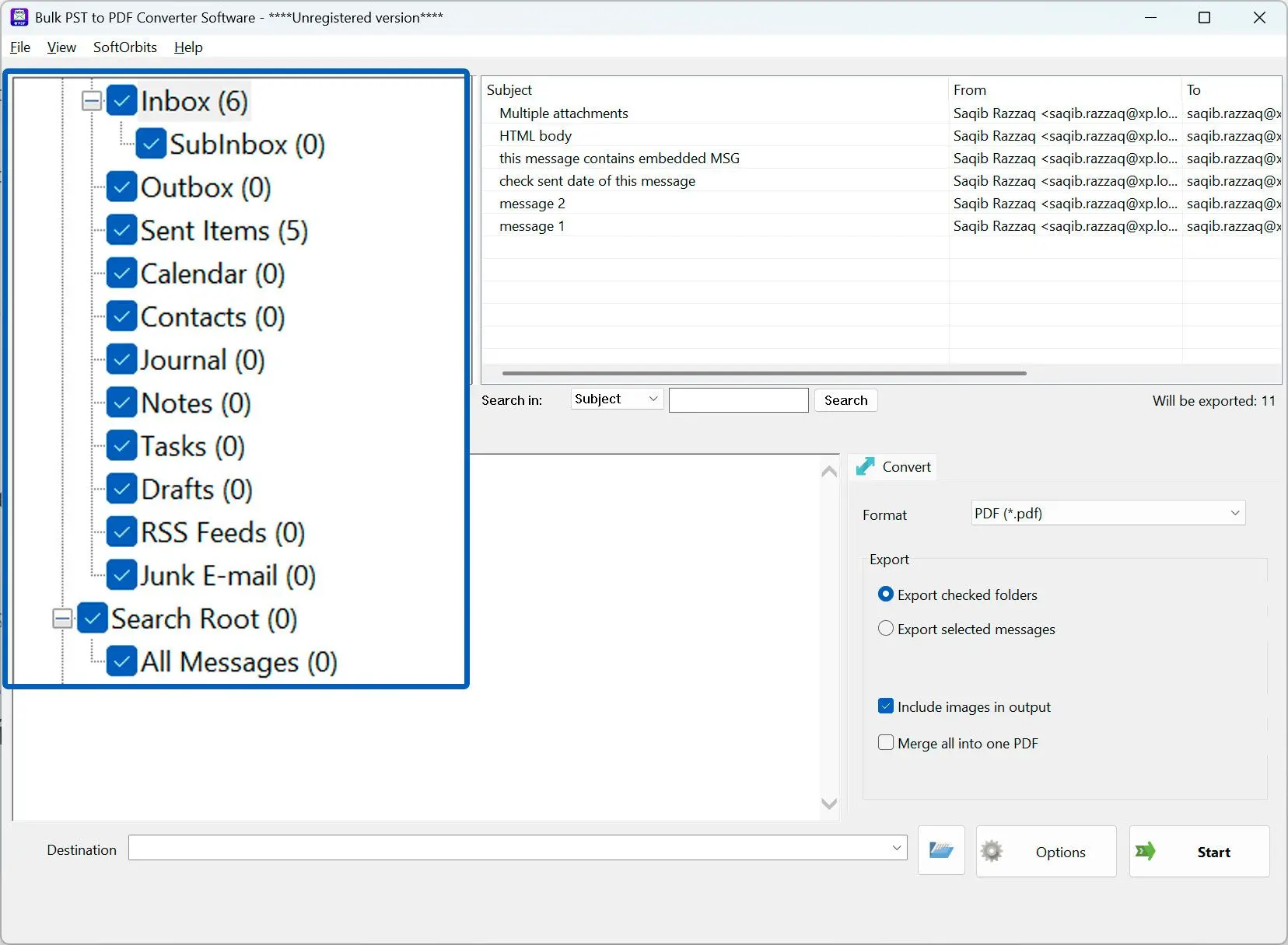 Choose what to export.