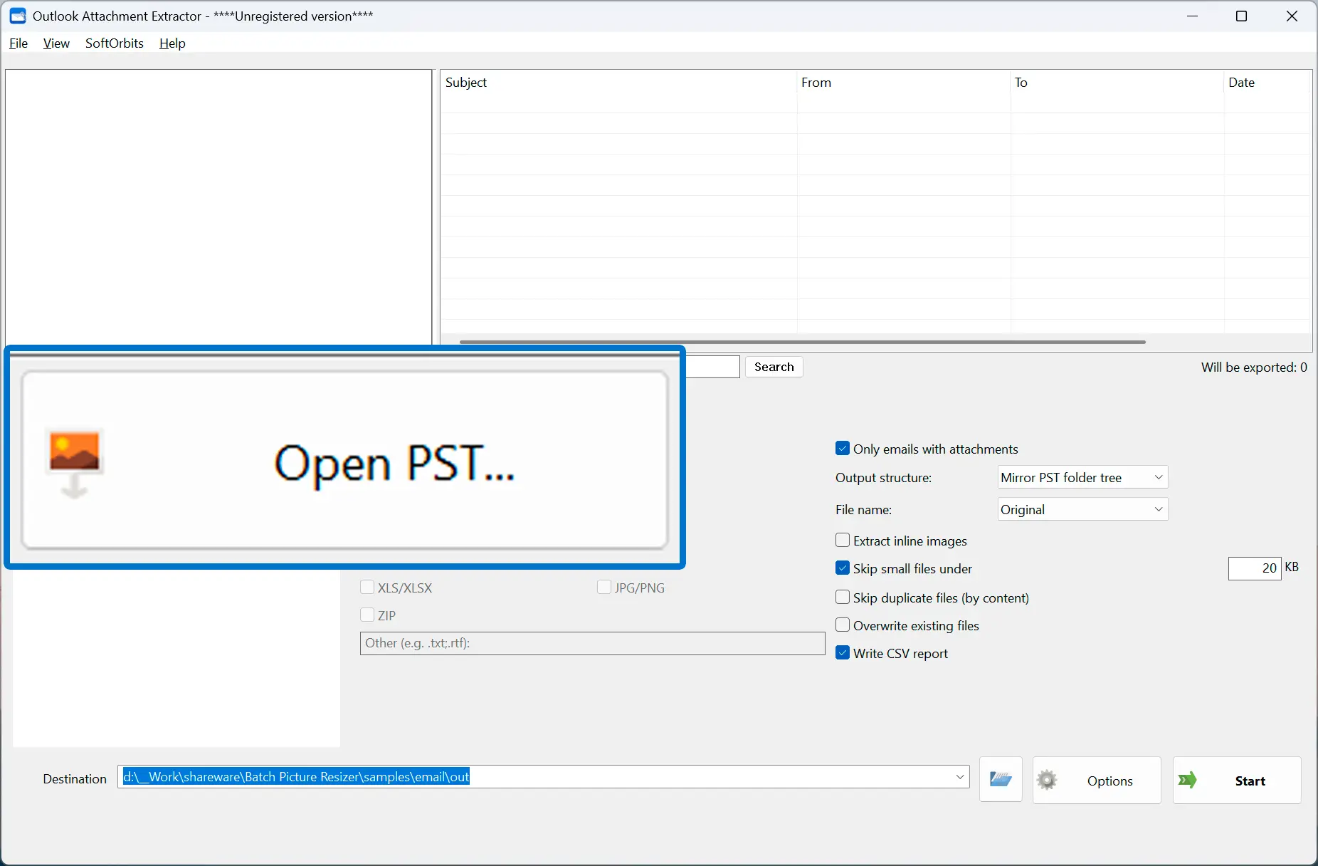 Open the PST or OST.